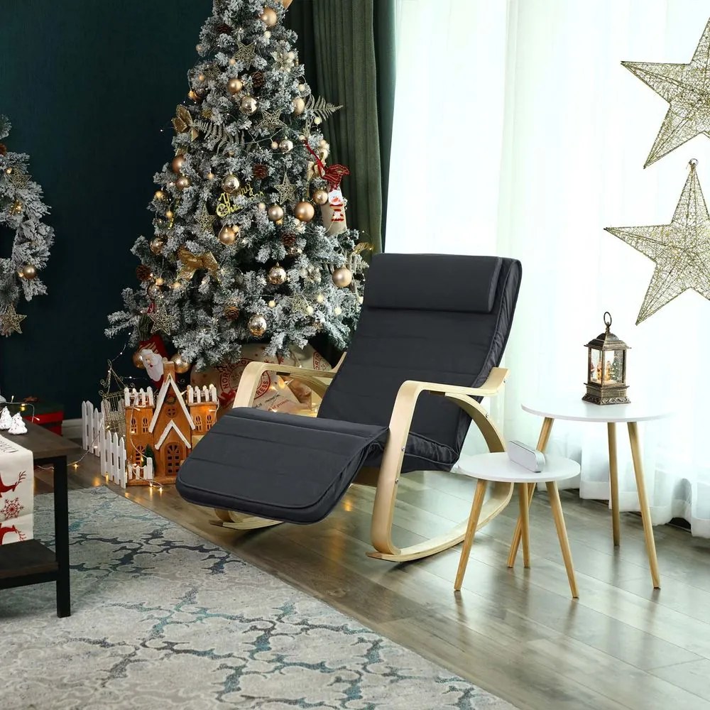 SongmicsHome Hojdacie kreslo, leňoška SWING nosnosť 150kg, 67x115x91cm, antracitová