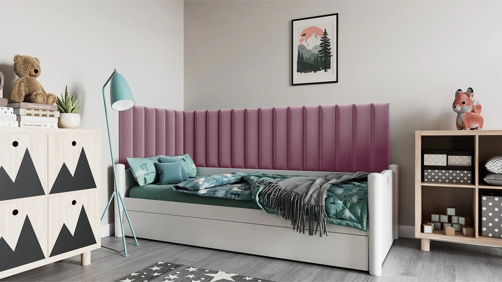 Čalúnený nástenný panel QUADRATTA 20x60 cm - viac farieb Farba: Ružová