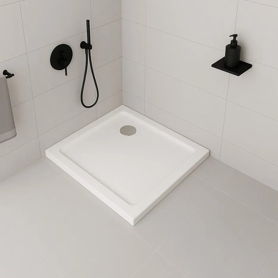 Erga Laos, štvorcová sprchová vanička 80x80x5cm, akrylát, biela lesklá, ERG-V06-ACR-8080S-WH-CR