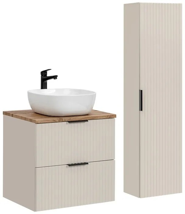 Kúpeľňová zostava Adele Cashmere so skrinkami a umývadlom 60 cm kašmírová/dub wotan