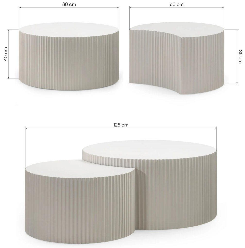 Sada dvoch konferenčných stolíkov Belmonte šedo-béžová