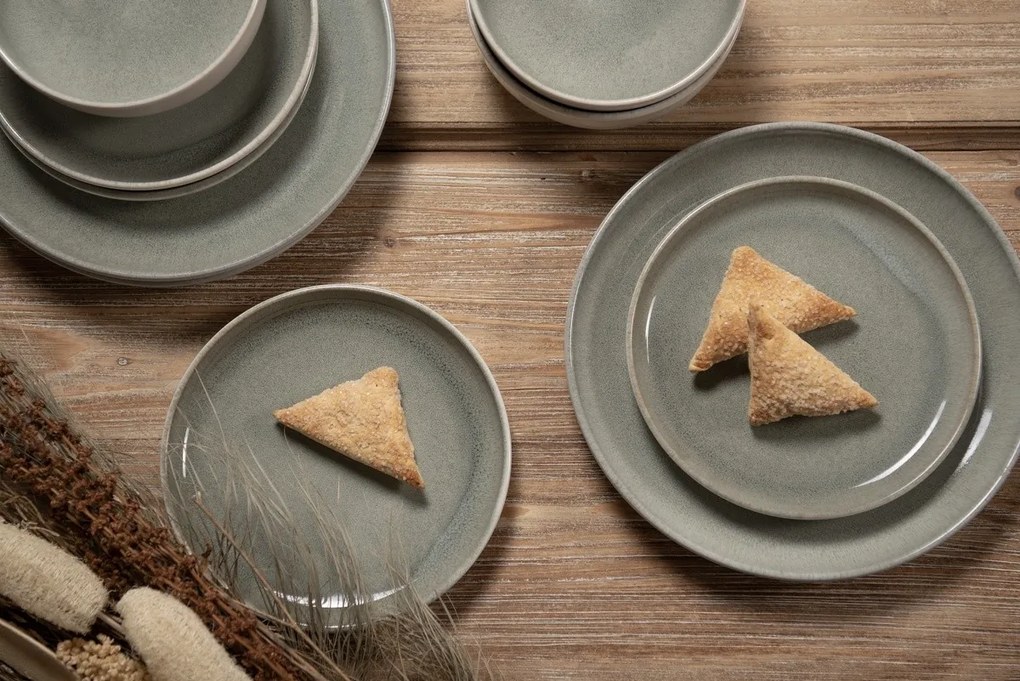 Zeleno-sivý keramický tanier Kasey - Ø 28*3 cm