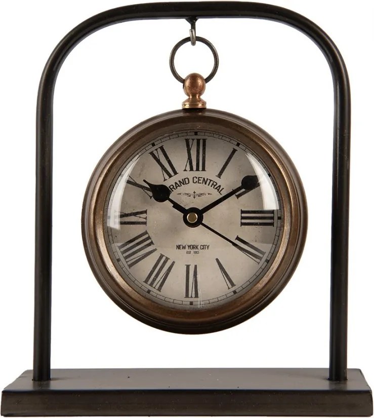 Bronzové antik kovové stolné hodiny Hille - 14*5*16 cm