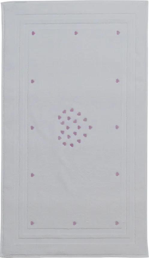 Soft Cotton Kúpeľňová predložka MICRO LOVE Biela / lila srdiečka