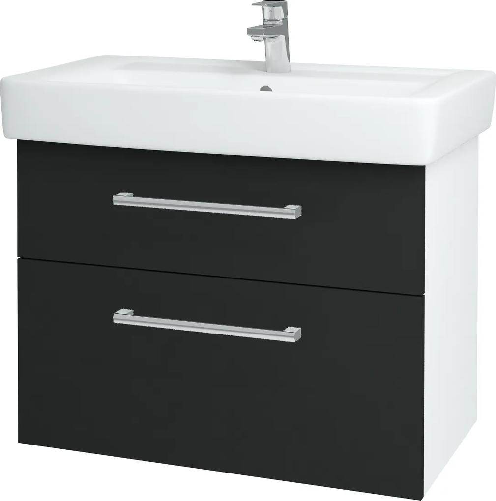 Dřevojas - Koupelnová skříň Q MAX SZZ2 80 - N01 Bílá lesk / Úchytka T03 / L03 Antracit vysoký lesk (60186C)