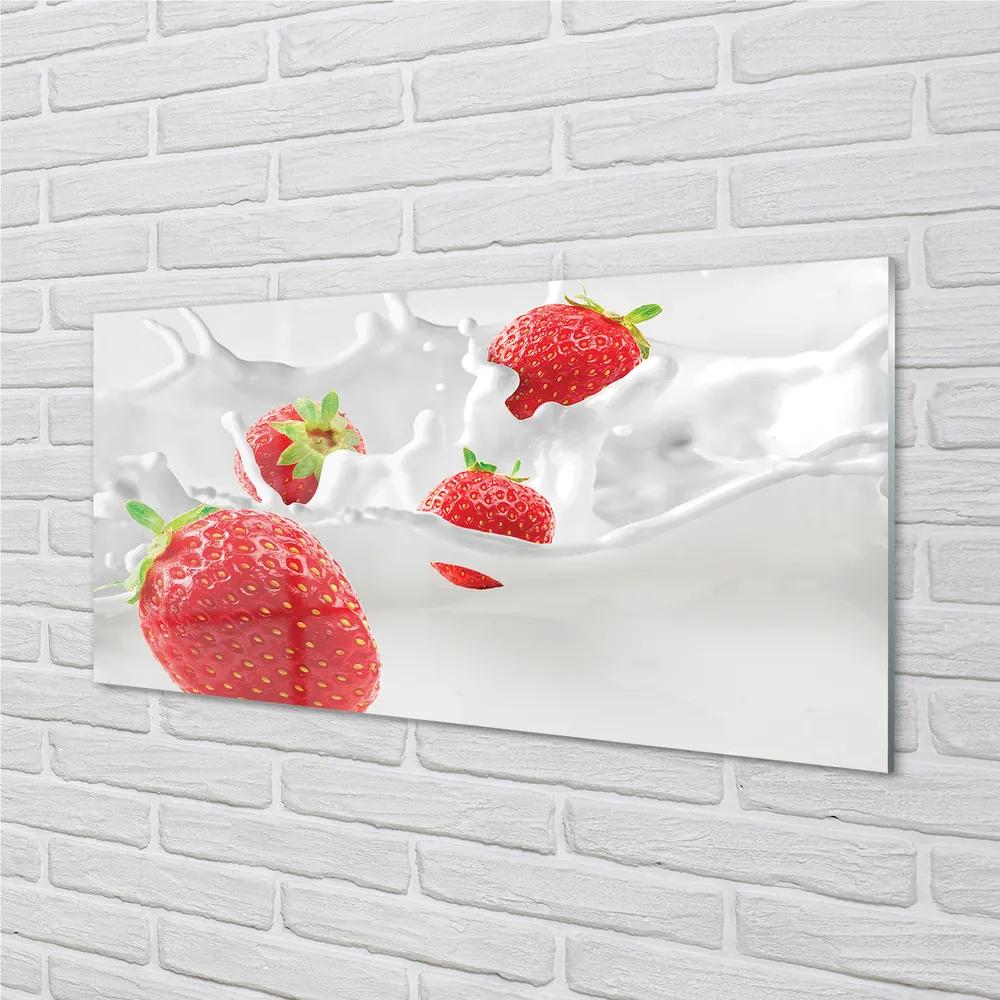 Obraz na skle jahodové mlieko 120x60 cm