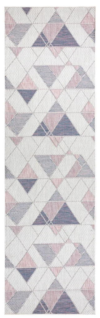 Koberec, behúň SISAL SION Geometrický, Trojuholníky 3006 ecru / ružová