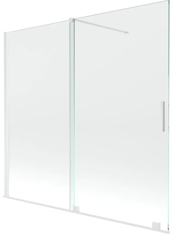 Mexen Velar vaňová zástena dvojkrídlová Posuvný 170 x 150 cm, Priehľadné, Biela - 896-170-000-01-20