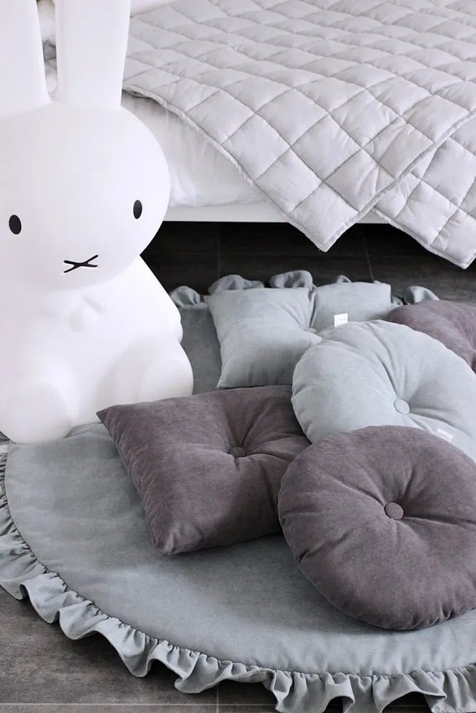 Okrúhly vankúš s gombíkom grafitový 40 cm