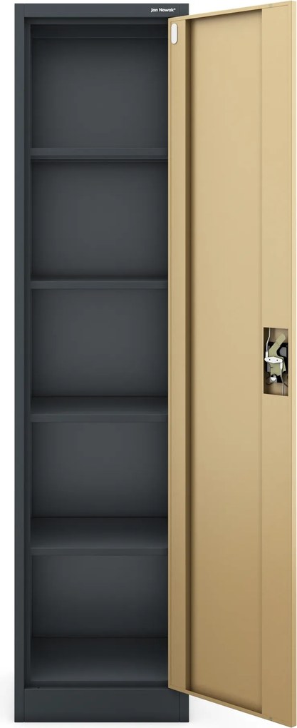 Kovová kancelárska skriňa na dokumenty, antracitová/orechová, 450x1850x400 mm: ALEX Eco Design