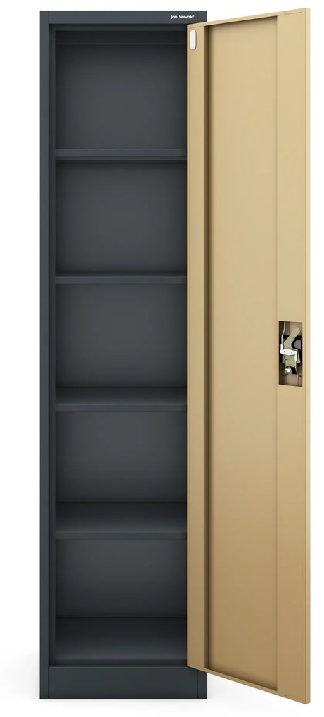 Kovová spisová skriňa ALEX, 450 x 1850 x 400 mm, Eco Design: antracitová/ orech