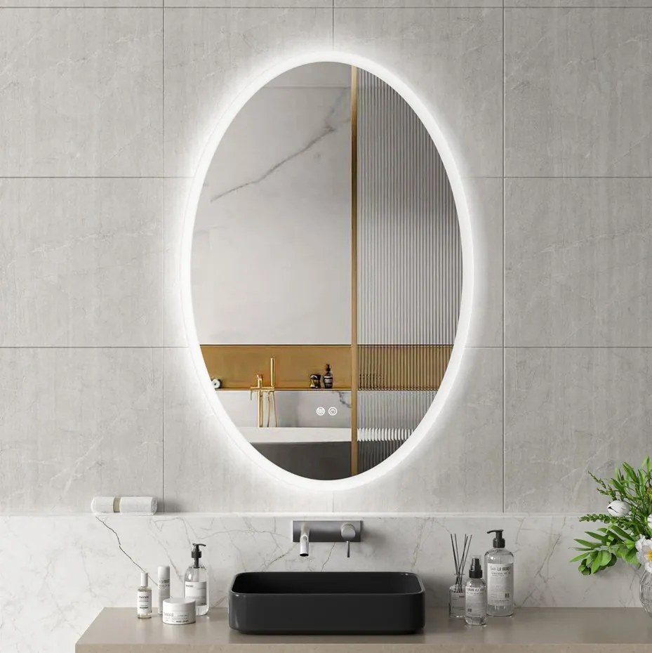 Erga Paola, oválne LED zrkadlo 80x120cm, 2990 lm, 3 farby svetla, predné a zadné osvetlenie, ERG-V01-302-1280-00