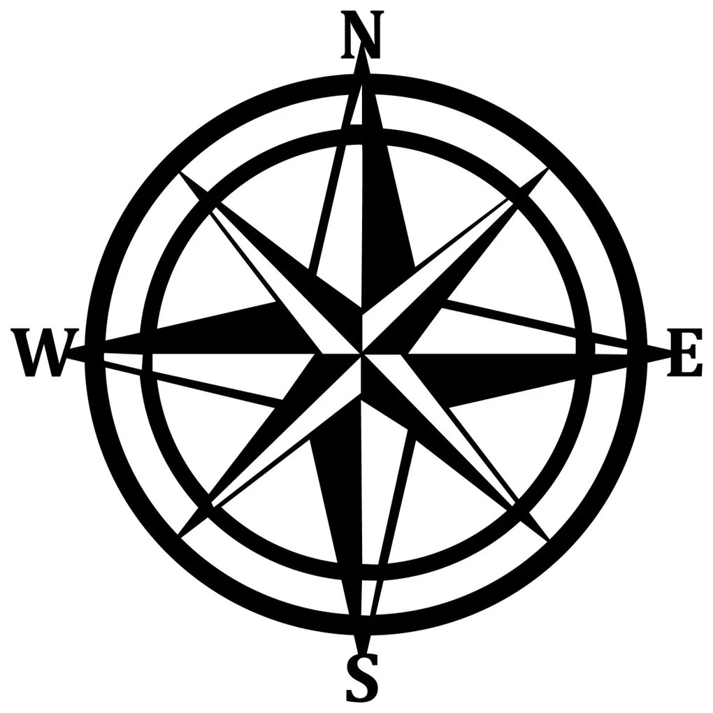 Nástenná kovová dekorácia COMPASS čierna