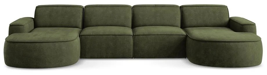 Zelená ženilková rohová pohovka (do tvaru "U") Omao – Makamii