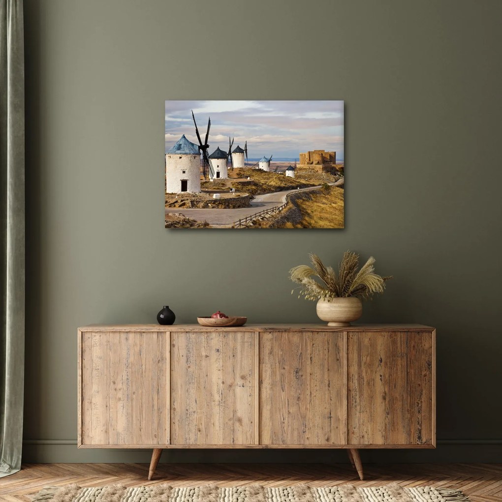 Obraz - Veterné mlyny Consuegra, Španielsko (70x50 cm)