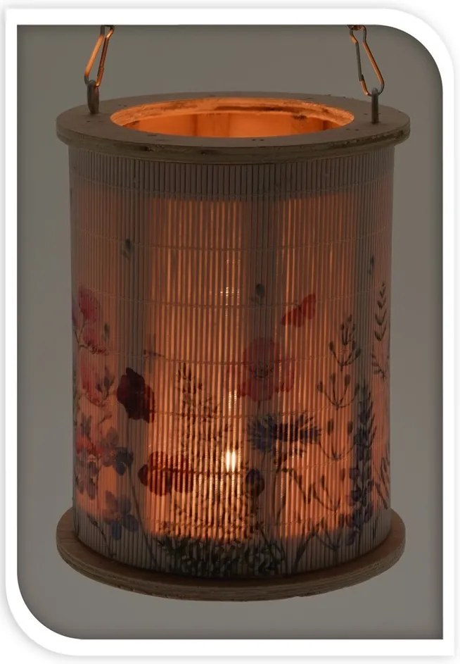 Bambusový lampáš Flower paradise, 13 x 16,5 cm
