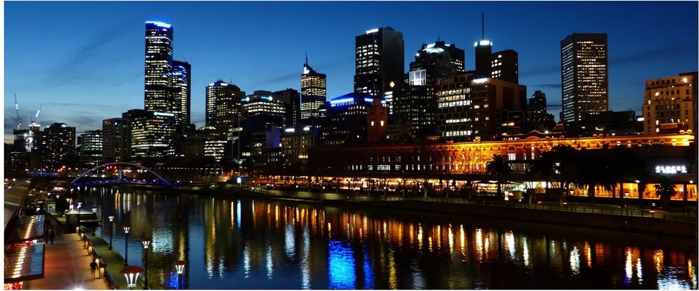 Obraz noci v Melbourne (120x50 cm)