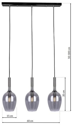 Luster na lanku TANGO 3xE14/40W/230V čierna