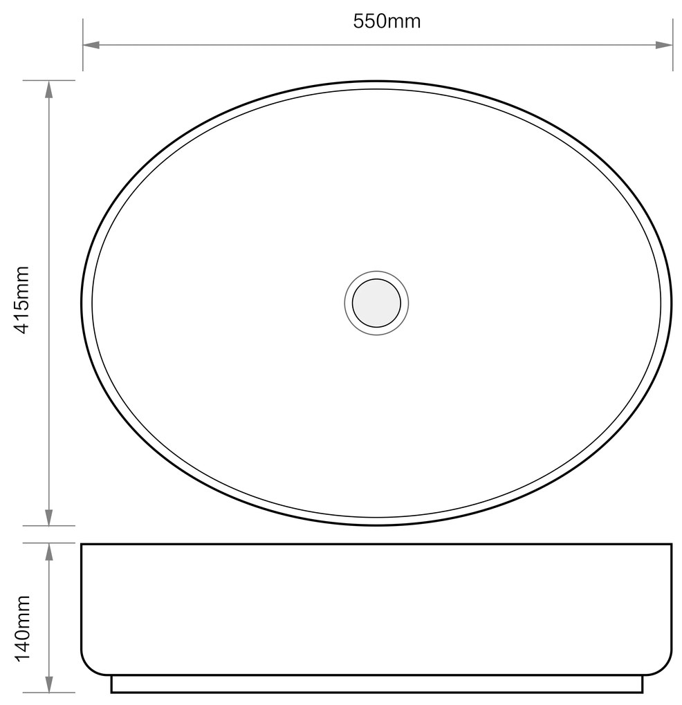 Erga Aadhya, umývadlo na dosku 550x415x140 mm, čierna matná, ERG-V03-9594-M-001-BK