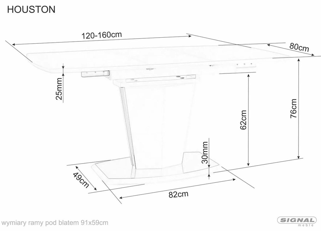Rozkládací jídelní stůl Houston 120/160 cm dub přírodní