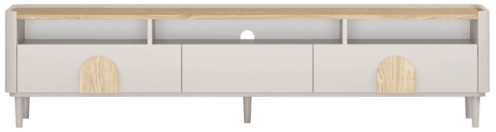 TV stolík Amilio 200 cm na nožičkách - kašmírová / dub olejovaný / dub svetlý