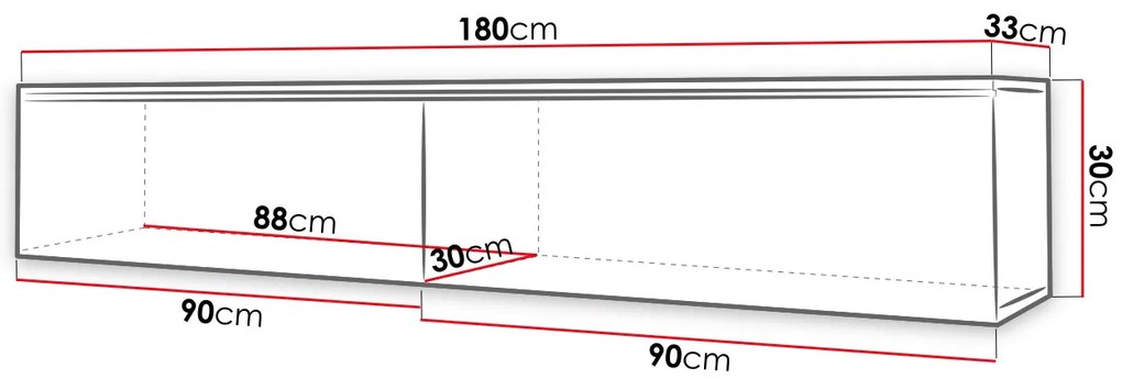 TV stolík Lancome 180, beton s LED osvetlením