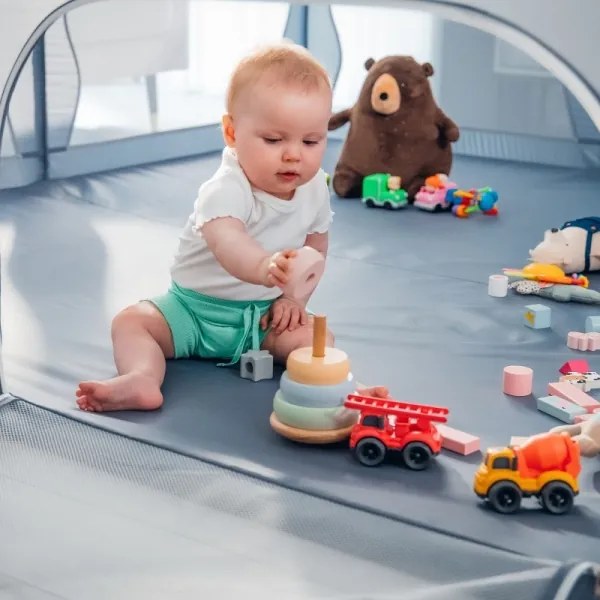 Lionelo - Hracia ohrádka WILLOW XL sivá