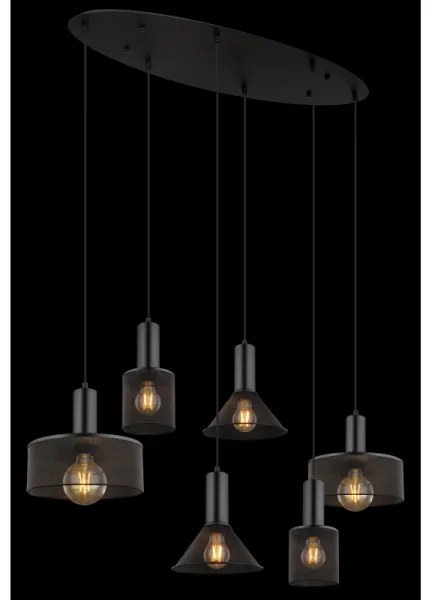 Globo 15648-6H - Luster na lanku JEDD 6xE27/60W/230V čierna