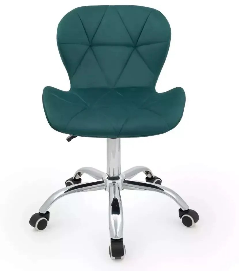 LuxuryForm DESIGN Stolička LIVIO VELUR na striebornej podstave s kolieskami - zelená