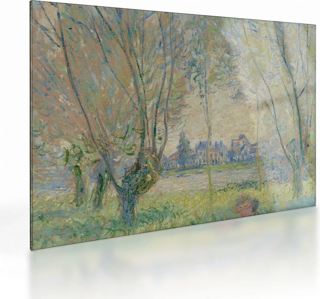 Sklenený obraz - Claude Monet, Woman Seated under the Willows, reprodukcia (70x50 cm)