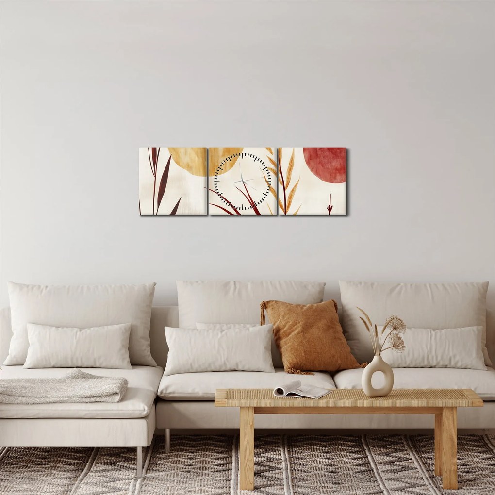 Obraz - Rastliny a kruhy (s hodinami) (90x30 cm)