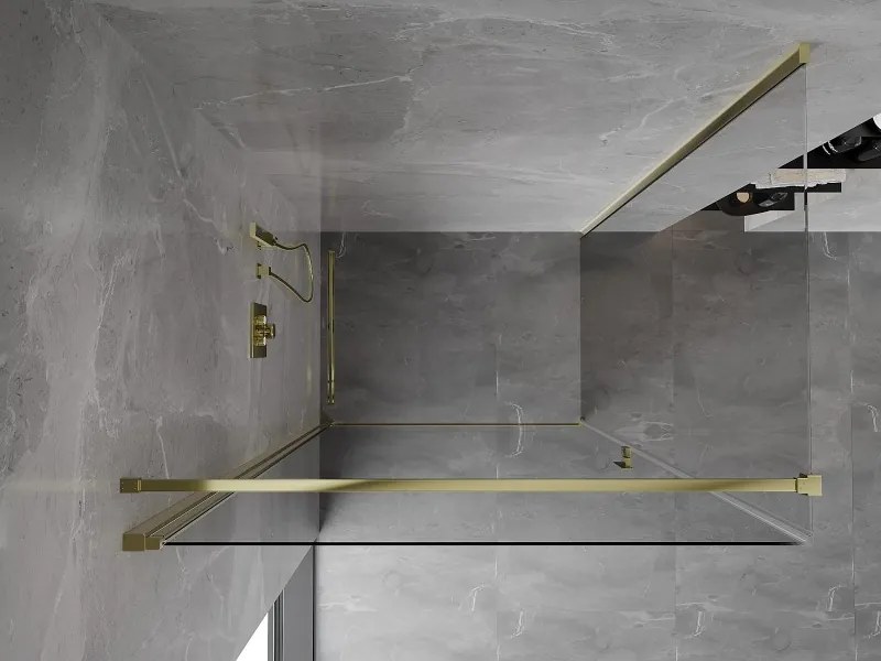 Mexen Mist-B, 1-krídlový výklopný sprchový kút 95 x 100 cm, číre sklo, zlatý lesklý profil, 8A2T-095-100-50-00
