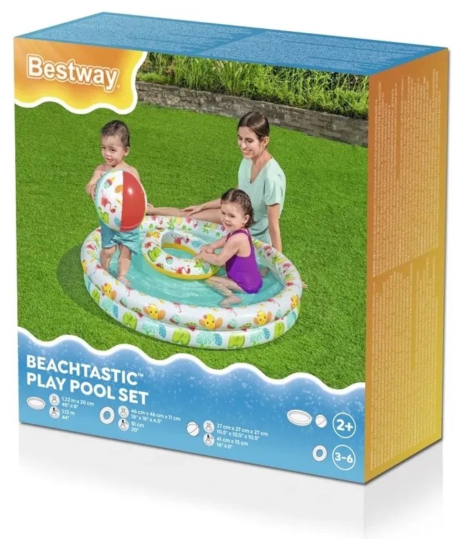Bestway Nafukovací SET - bazén 122 cm, plávací kruh 46 cm, lopta 27 cm