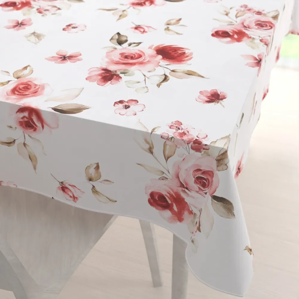 Biante Teflónový obdĺžnikový obrus TF-023 Červené ruže na bielom 140x160 cm