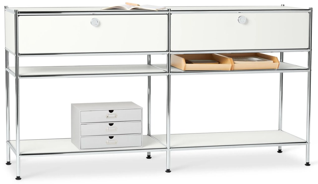 Kovový konzolový stolík »CN3« s 2 zásuvkami, biely