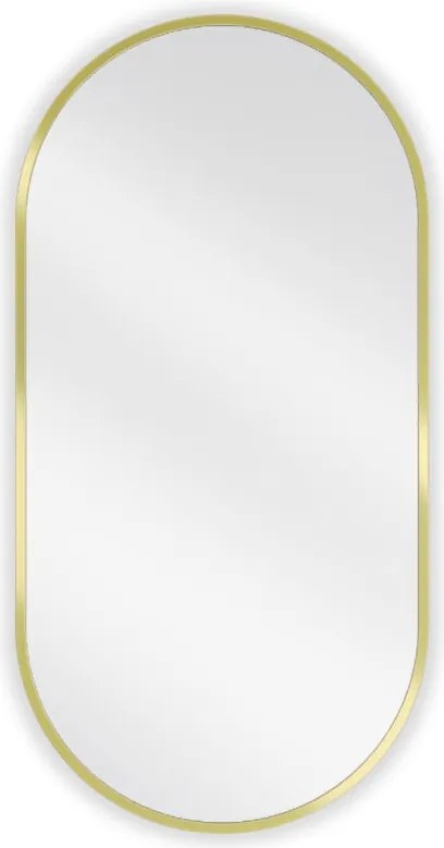 Mexen Loft oválne kúpeľňové zrkadlo 80 x 40 cm, zlatý rám - 9851-080-040-000-50