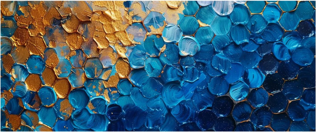 Obraz - Modrozlatá maľba (120x50 cm)