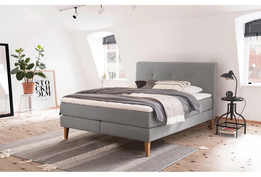 Svetlosivá boxspring posteľ 160x200 cm Stockholm – Meise Möbel