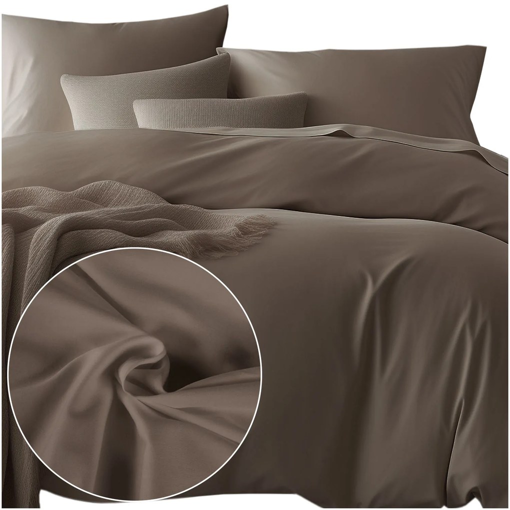 SATÉNOVÉ OBLIEČKY SATYNLOVE CLASSIC 200X220 CM, 2KS 70X80 CM TMAVOHNEDÉ