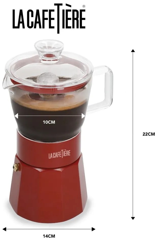 Červená moka kanvička z nerezovej ocele 0.29 l La Cafetiere Verona - Kitchen Craft