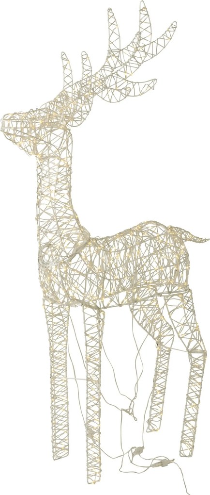 Biela kovová svietiaca LED dekorácia sob Reindeer LED – 79*22*120 cm