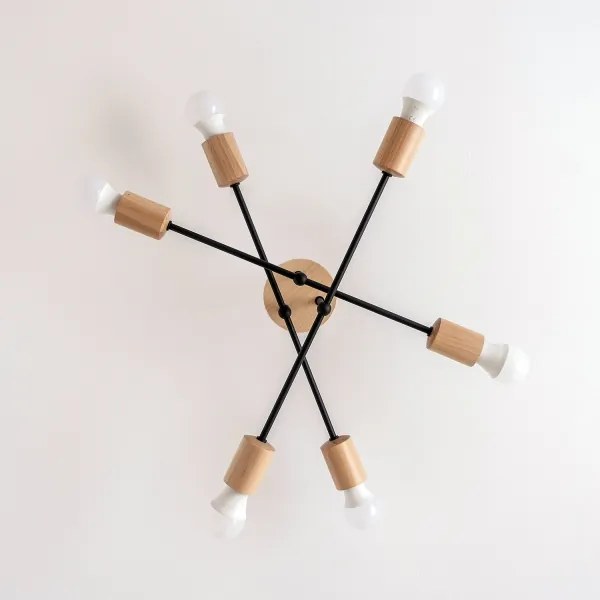 Prisadený luster CAMBRIDGE 6xE27/15W/230V borovica