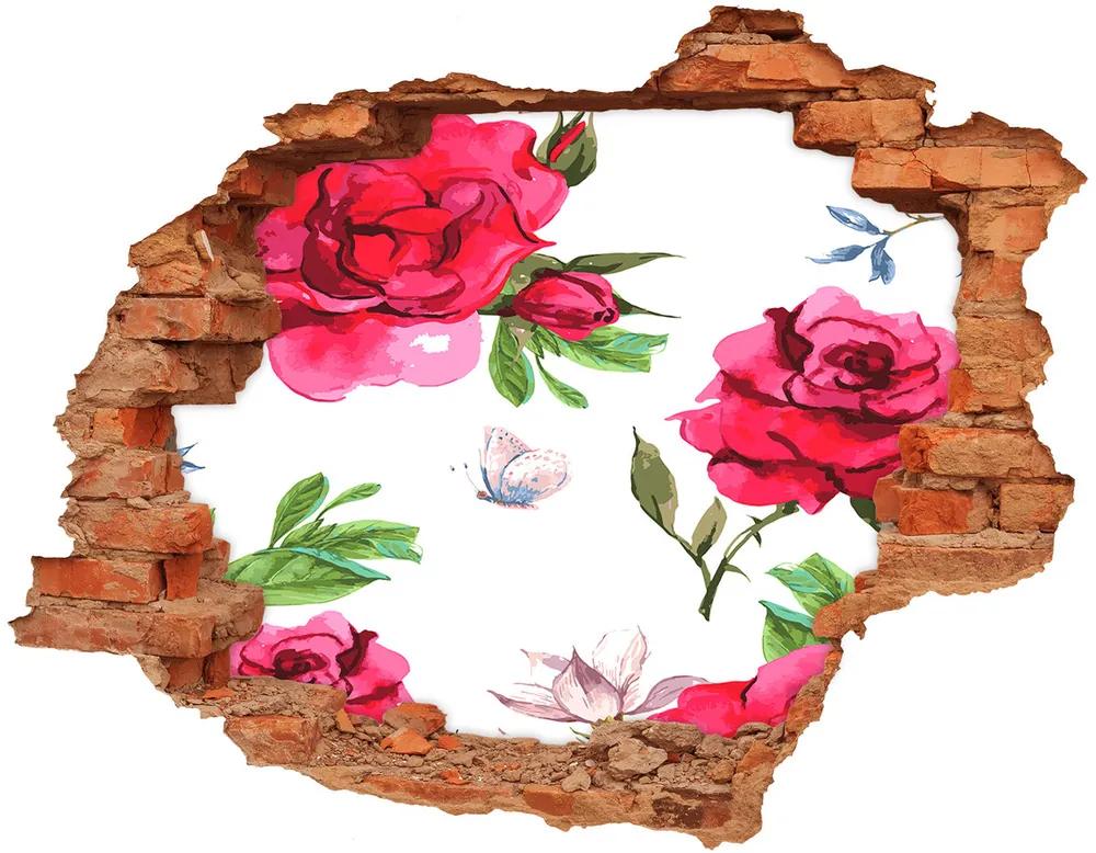 Fototapeta diera na stenu 3D nálepka Červené ruže nd-c-85695644