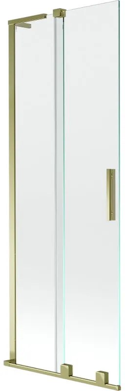 Mexen Velar L, 2-krídlová posuvná vaňová zástena 75 x 150 cm, 8mm číre sklo, zlatý lesklý profil, 896-075-003-01-50