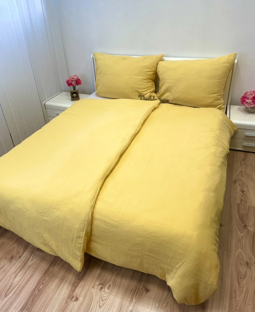 Mušelínové obliečky medovo žltá 140x200cm+90x70cm TiaHome