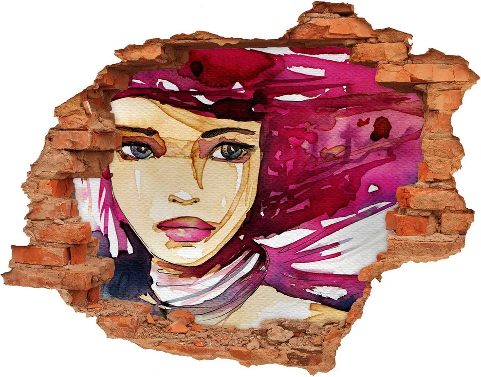 Diera 3D fototapeta nálepka Abstrakcie žena WallHole-cegla-90x70-42914706