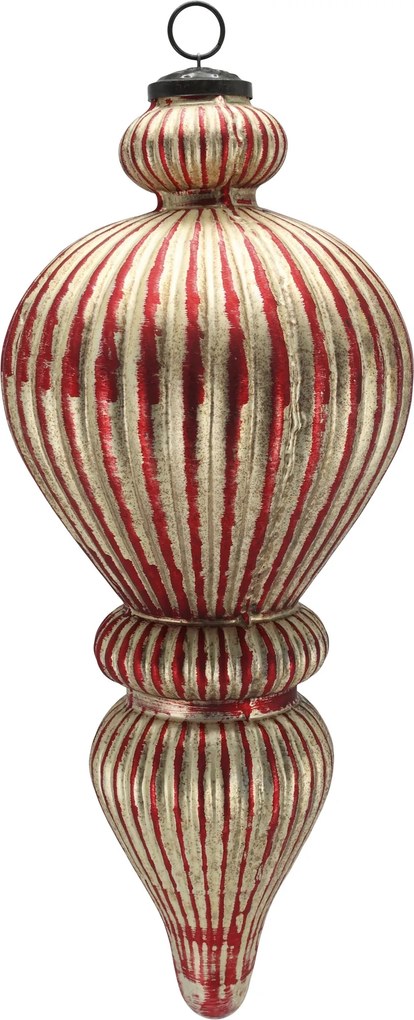 Vianočná veľká červená champagne sklenená ozdoba Ornament – Ø 17*42 cm