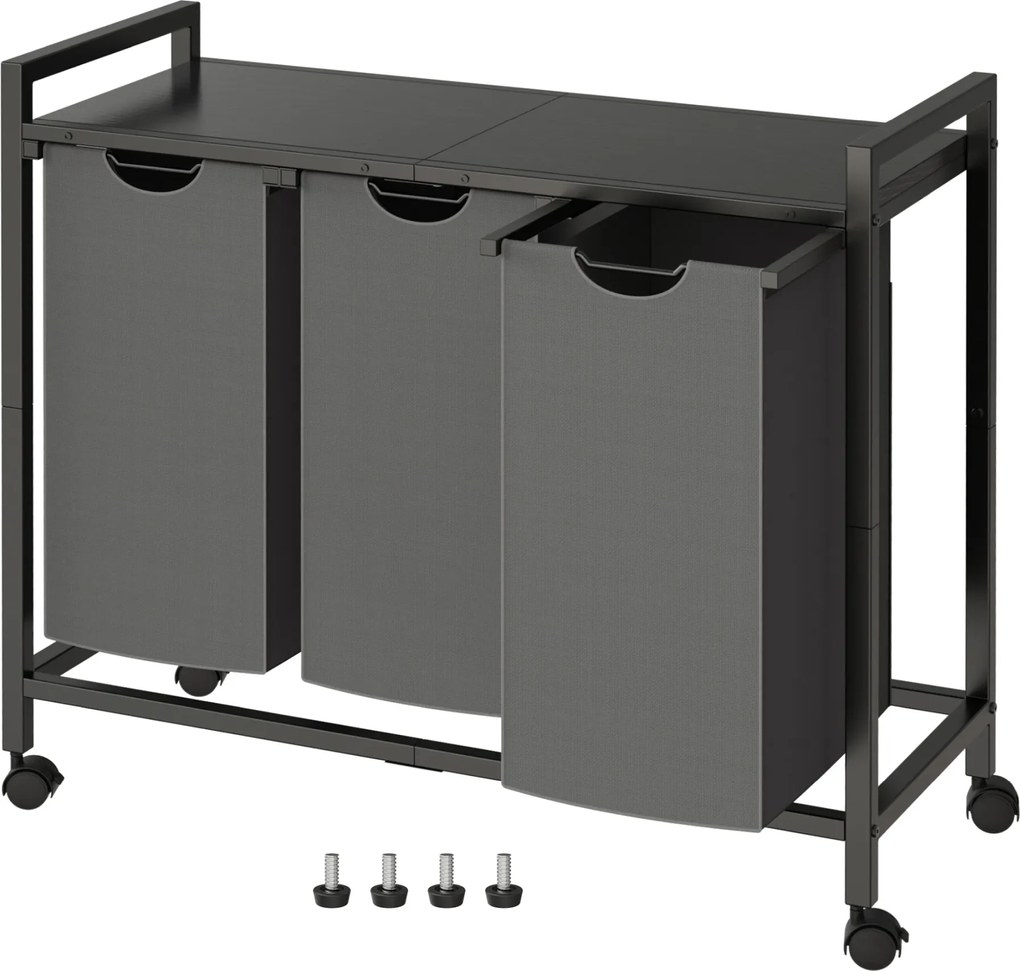 Koš na prádlo Houseland Endy 120 l šedý/černý