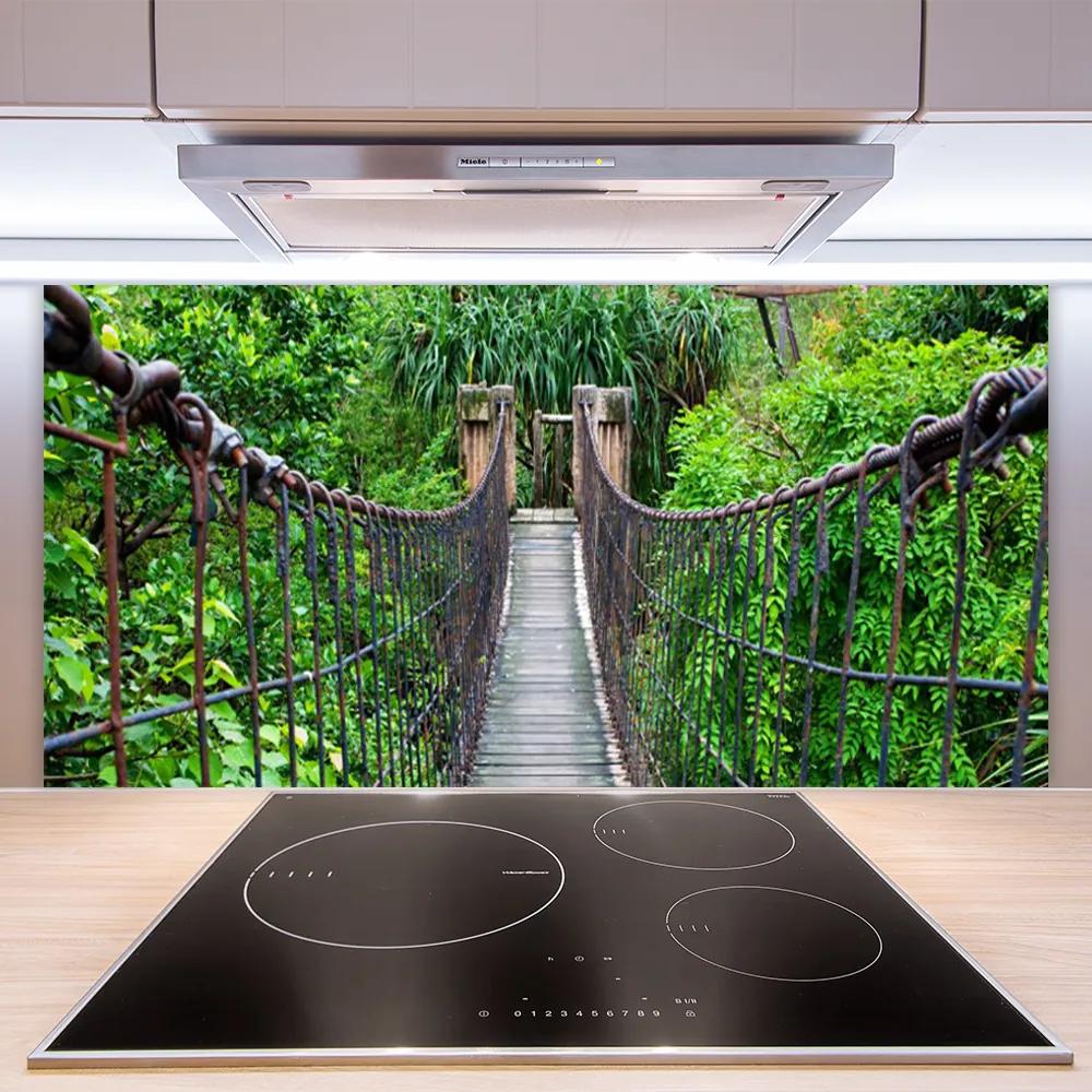 Sklenený obklad Do kuchyne Most stromy architektúra 125x50 cm