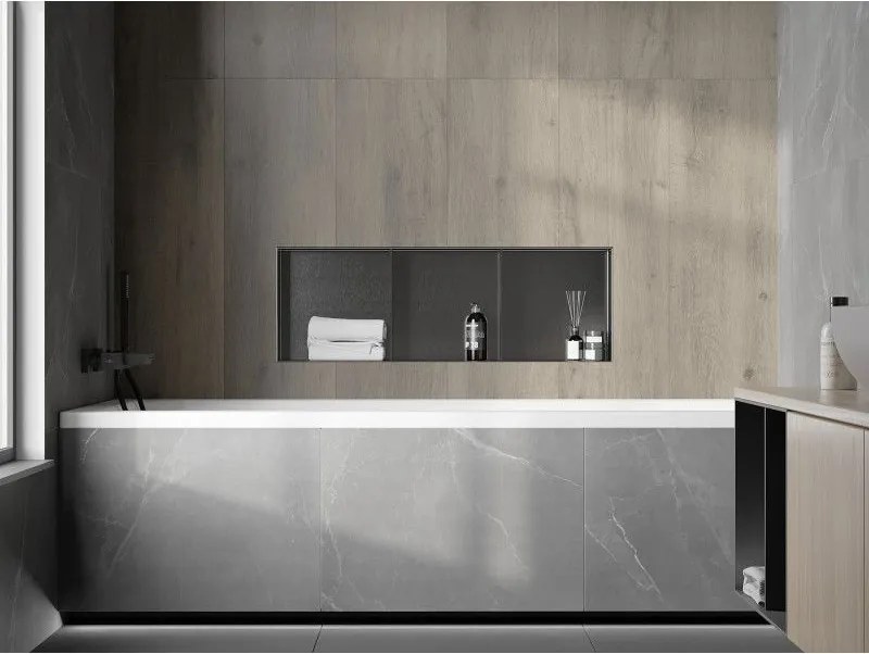 Mexen X-Wall-NR, polica na zapustenie bez príruby 90 x 30 cm, grafitová matná - 19E1903010S